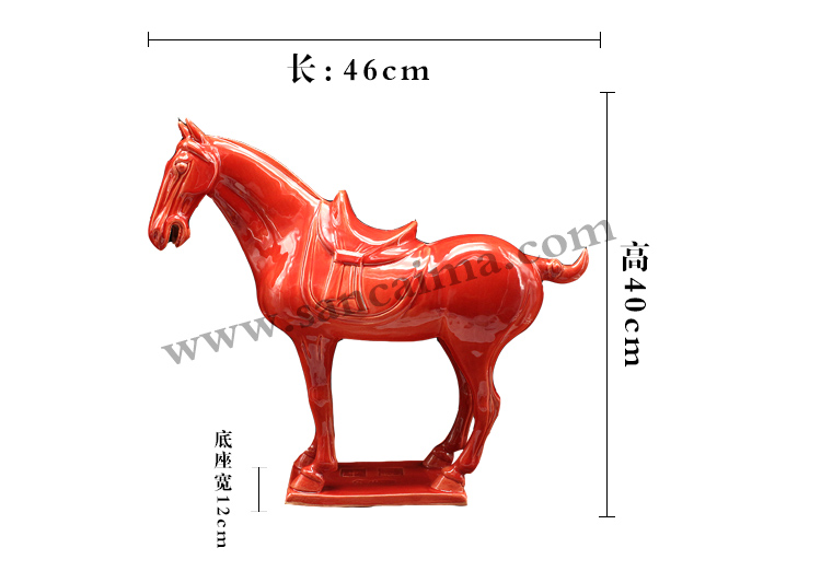洛阳特色产品唐三彩中国红红釉牛头马